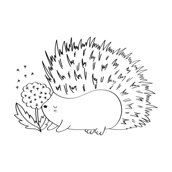 Clipart Egel Kleurplaat Tekenfilm Stijl Leuke Clip Art Hedgehog Zwart — Stockvector