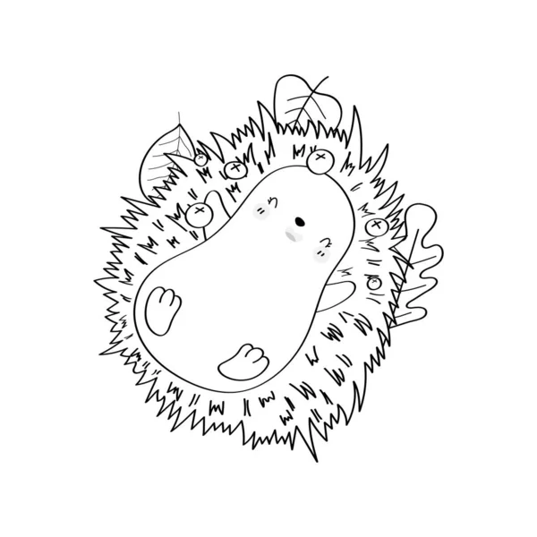 Leuke Hedgehog Clipart Zwart Wit Voor Kids Holidays Goods Happy — Stockvector