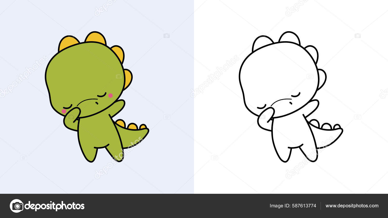 Cute Dino Clipart Coloring Page Illustration Happy Clip Art Dinosaur Stock  Vector by ©ArtVarStudio 587613774