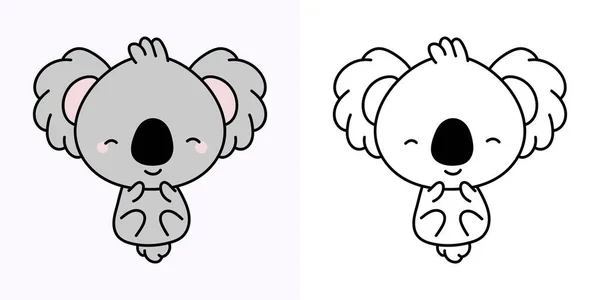 Cute Koala Clipart Coloring Page Illustration Happy Clip Art Koala — 图库矢量图片