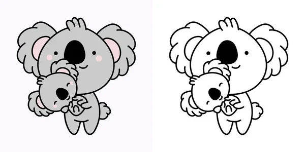 Cute Clipart Koala Illustration Coloring Page Cartoon Clip Art Koala — Stockvektor