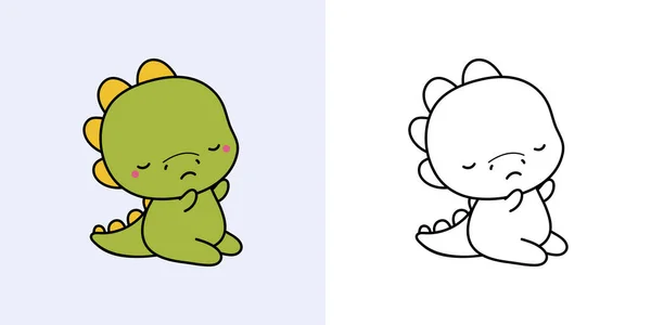 Cute Clipart Dino Illustration Coloring Page Clip Art Dinosaur Vector — 스톡 벡터