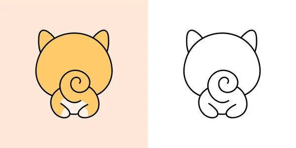 Set Clipart Shiba Dog Coloring Page Colored Illustration Clip Art — 图库矢量图片