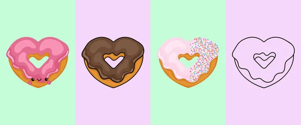 Cute Clipart Donut Illustration Coloring Page Cartoon Clip Art Food — 图库矢量图片