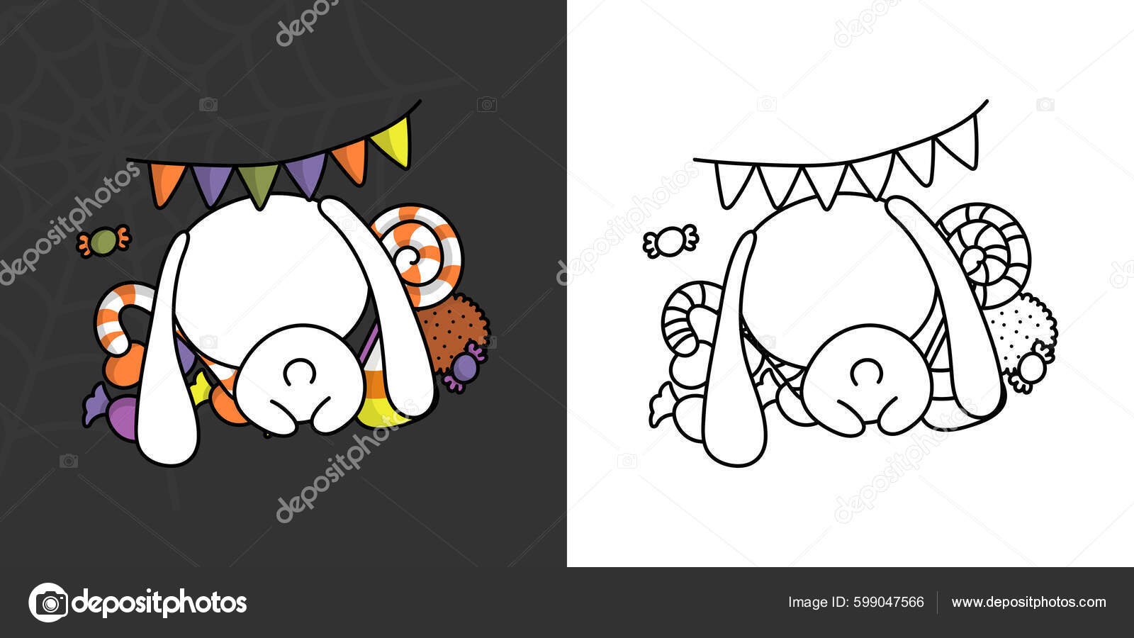 Cute Clipart Halloween Rabbit Illustration Coloring Page Cartoon Clip ...