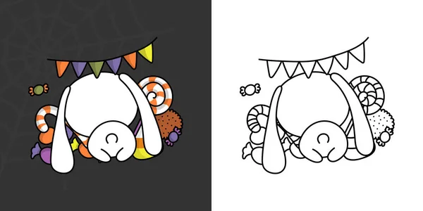 Cute Clipart Halloween Rabbit Illustration Coloring Page Cartoon Clip Art — Stockvektor