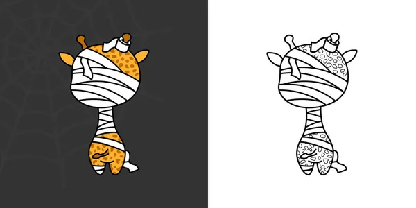 Cute Clipart Halloween Giraffe Illustration Coloring Page Cartoon Clip Art — Stockvector
