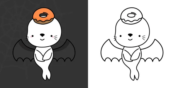 Clipart Halloween Seal Multicolored Black White Cute Clip Art Halloween — 스톡 벡터