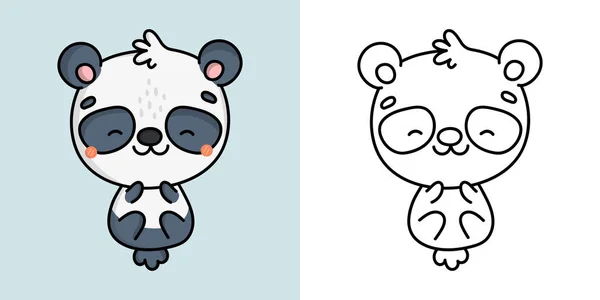 Cute Clipart Panda Illustration Coloring Page Cartoon Clip Art Panda — 图库矢量图片
