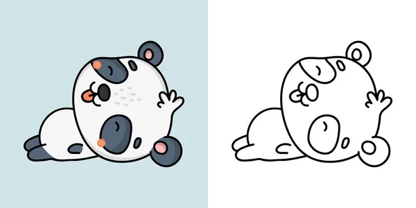 Panda Clipart Coloring Page Multicolored Illustration Adorable Clip Art Panda — Stok Vektör