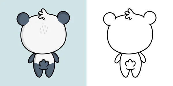 Set Clipart Panda Multicolored Black White Kawaii Clip Art Panda — ストックベクタ