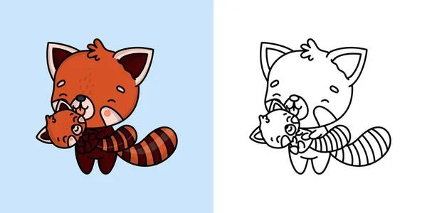 Red Panda Clipart Coloring Page Multicolored Illustration Adorable Clip Art — 스톡 벡터