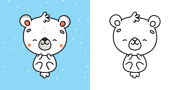 Cute Clipart Polar Bear Illustration Coloring Page Cartoon Clip Art — 图库矢量图片