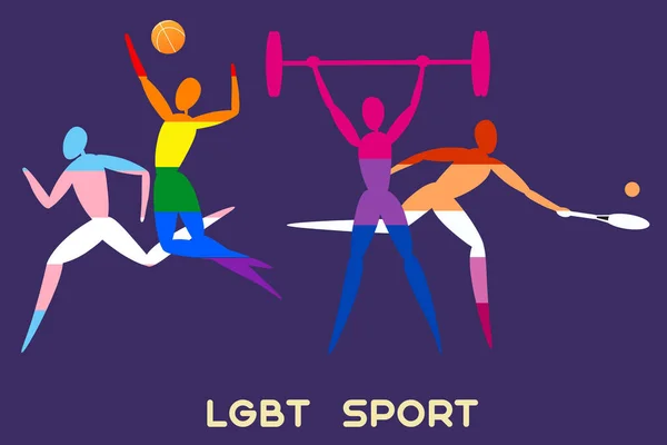  Eşcinseller, lezbiyenler, transseksüeller, sporda biseksüeller için eşitlik. Spor yapan insanların vektör konsepti