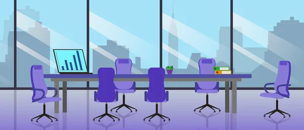  Modern büyük ofis. Büyük pencereli ofis içi vektör illüstrasyonu
