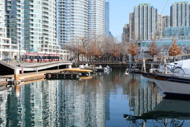 The center of a large modern city late autumn 