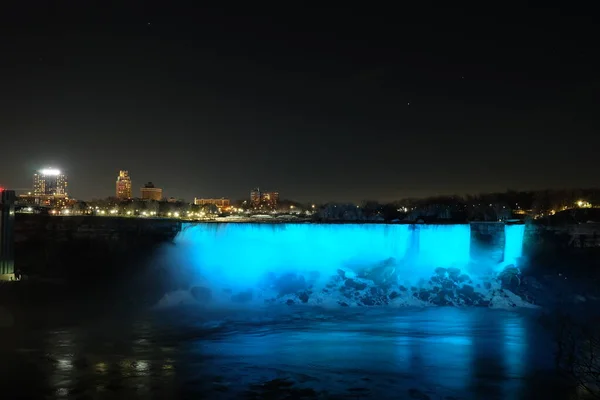 Niagara Falls Illuminated Canada Night Various Colors — Stock Fotó