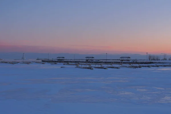 Ледовый Маяк Закате Зимой — стоковое фото