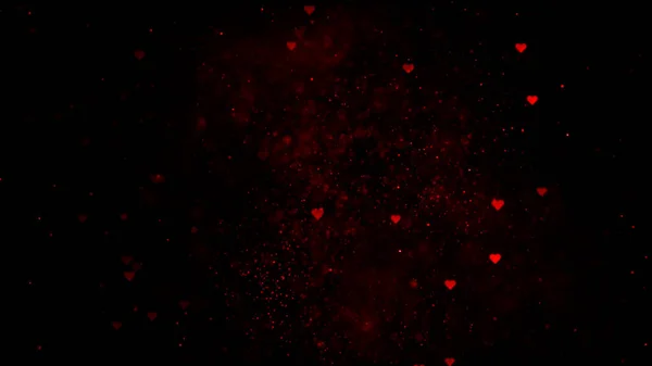 Röd Hjärta Symbol Partikel Bakgrund Röd Kärlek Partiklar Bakgrund Stockfoto