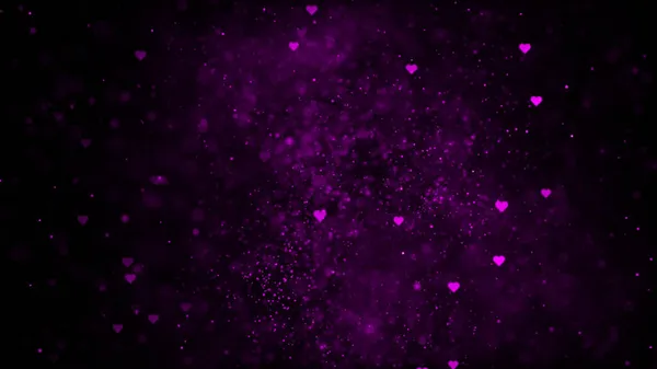 Fundo Partícula Símbolo Coração Violeta Fundo Partículas Símbolo Coração Roxo — Fotografia de Stock