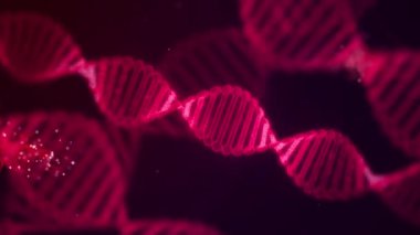 DNA ipliği tam ekran. 3D tıp bilimi, genetik biyoteknoloji, kimya biyolojisi, gen hücre konsepti
