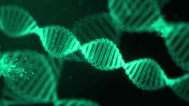 Dna Strand Close Layar Penuh Ilmu Kedokteran Bioteknologi Genetik Biologi — Stok Video