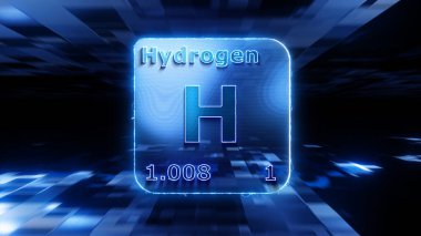 Modern periyodik tablo ögesi Hidrojen 3D illüstrasyon