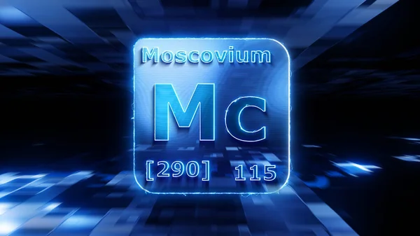 Modern periyodik tablo ögesi Moscovium 3D illüstrasyon