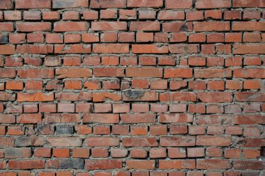 Arka plan, tuğla duvar dokusu. Kırmızı tuğladan yapılmış eski bir binanın tuğla duvarı. Doku ve arkaplan.