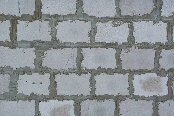 Tło Ściany Wykonane Jest Bloków Krzemianowych Gazowych Połączonych Zaprawą Cementową — Zdjęcie stockowe