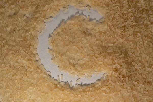 Textured Grains White Rice Scattered Letter Made Rice Grains Texture — Foto de Stock