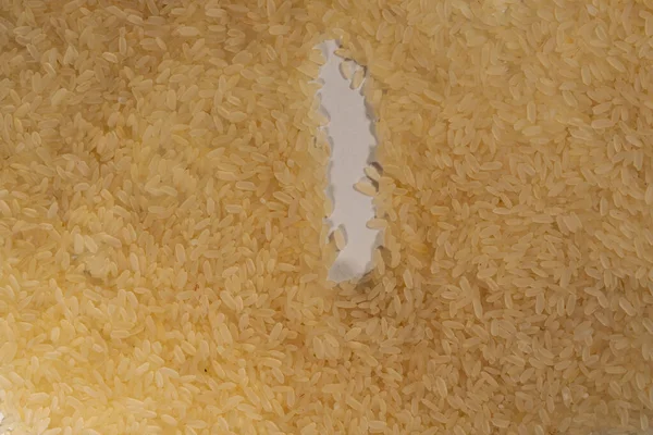 Textured Grains White Rice Scattered Letter Made Rice Grains Texture — Fotografia de Stock