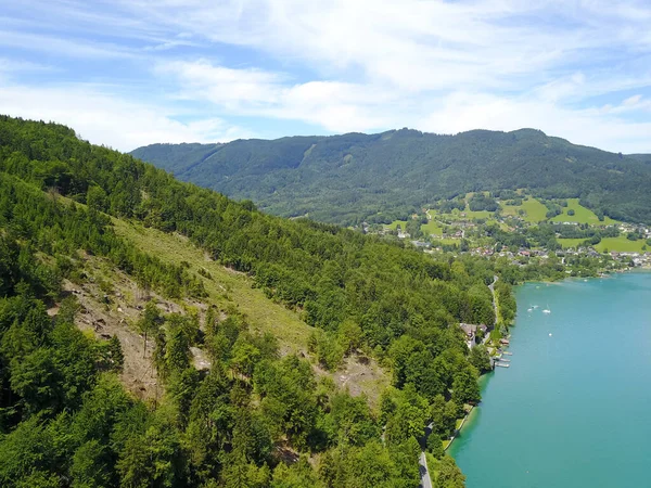 Bild Zeigt Einen Drohnenblick Auf Den Attersee Oberösterreich — Stockfoto