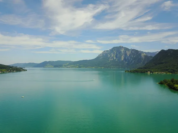 Bild Visar Drönare Utsikt Över Sjön Attersee Oberösterreich Stockfoto