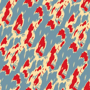 Benekli deniz mavisi, kırmızı, sarı, pürüzsüz doku. Modern retro-yüzme modadan izler giyer. Memphis tarzı maskülen grunge soyut arka plan. Yüksek kaliteli jpg kumaşı.