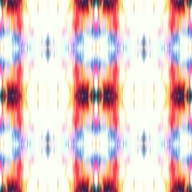 Optik kravat boyası kaleydoskop bulanık doku arka planı. Kusursuz simetri ombre etkisi geçti. 80 'lerin stili eski geometrik ayna deseni. Yüksek çözünürlüklü funky plaj giyin moda tekstili