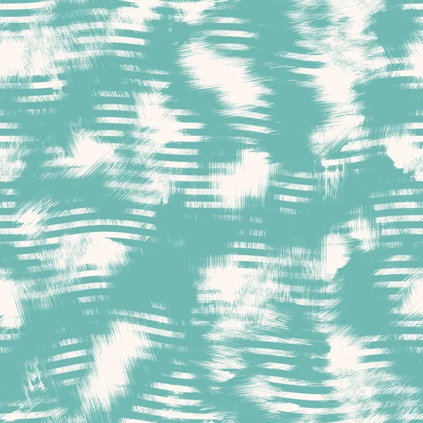 Aegean teal broken stripe seamless background with grunge wave texture. Summer coastal living style rustic grunge home decor fabric . Turquoise dyed washed and weathered textile repeat pattern. — Stock Photo, Image