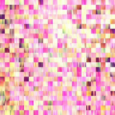 Optik düşük polyester piksel ızgara boya bulanık doku arka planı. Kusursuz yıkanmış geometrik ombre etkisi. 80 'lerin tarzı eski kare şekilli. Yüksek çözünürlüklü funky plaj giyin moda tekstil.