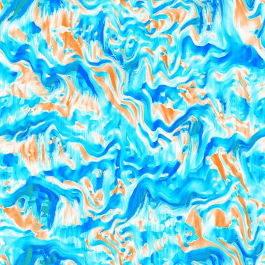 Dalgalı yaz boyası arka planı. Plaj mayosu için farklı renk karışımı, modaya uygun moda baskı. Boho dijital suluboya efekti damlatıyor. Yüksek çözünürlüklü, kusursuz desen materyali.