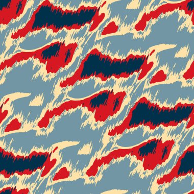 Benekli deniz mavisi, kırmızı, sarı, pürüzsüz doku. Modern retro-yüzme modadan izler giyer. Memphis tarzı maskülen grunge soyut arka plan. Yüksek kaliteli jpg kumaşı.