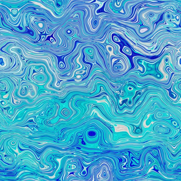 Aegean teal mottled swirl marble nautical texture background. Summer coastal living style home decor. Liquid fluid blue water flow effect dyed textile seamless pattern. — Stock Photo, Image