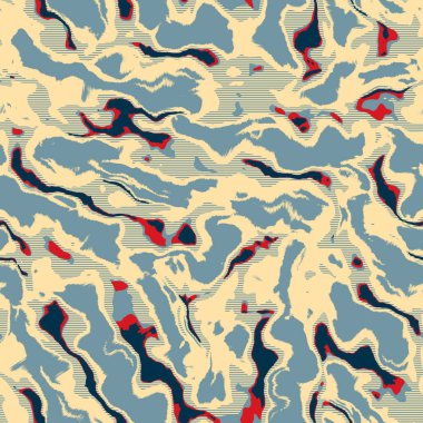 Eğlenceli sarı, kırmızı, soyut, dikişsiz doku. Modern retro-yüzme her yerde moda. Sahilde yaşam yastığı kaplaması ya da sahil evi kumaş arka planı. Yüksek kalite jpg batik swatch.
