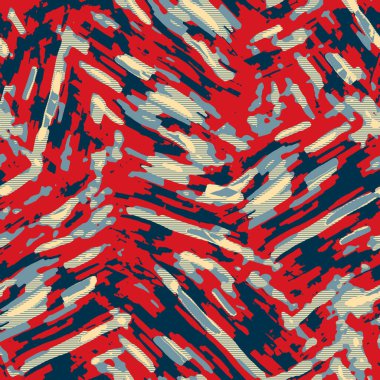 Klasik deniz mavisi, kırmızı, sarı, dikişsiz doku. Modern retro-yüzme modadan izler giyer. Memphis tarzı maskülen grunge soyut arka plan. Yüksek kaliteli jpg kumaşı.