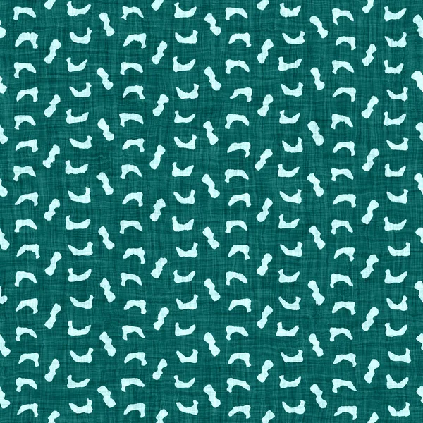 Egeo verde acqua chiazzato cerchio rustico lino texture sfondo. Estate punteggiato stile di vita costiera. Tessuto turchese chiaro effetto tessuto blu modello senza cuciture. Lavato fuori spiaggia cottage tessuto materiale. — Foto Stock