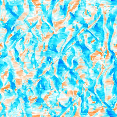 Dalgalı yaz boyası arka planı. Plaj mayosu için farklı renk karışımı, modaya uygun moda baskı. Boho dijital suluboya efekti damlatıyor. Yüksek çözünürlüklü, kusursuz desen materyali.