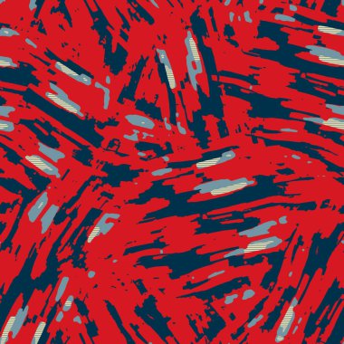 Klasik deniz mavisi, kırmızı, sarı, dikişsiz doku. Modern retro-yüzme modadan izler giyer. Memphis tarzı maskülen grunge soyut arka plan. Yüksek kaliteli jpg kumaşı.