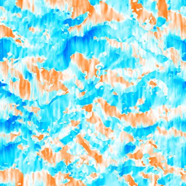 Dalgalı yaz boyası arka planı. Plaj mayosu için farklı renk karışımı, modaya uygun moda baskı. Boho dijital suluboya efekti damlatıyor. Yüksek çözünürlüklü, kusursuz desen materyali.