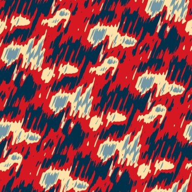 Benekli deniz mavisi, kırmızı, sarı, pürüzsüz doku. Modern retro-yüzme modadan izler giyer. Memphis tarzı maskülen grunge soyut arka plan. Yüksek kaliteli jpg kumaşı.