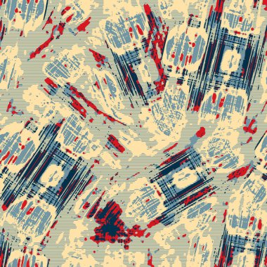 Eğlenceli sarı, kırmızı, soyut, dikişsiz doku. Modern retro-yüzme her yerde moda. Sahilde yaşam yastığı kaplaması ya da sahil evi kumaş arka planı. Yüksek kalite jpg batik swatch.