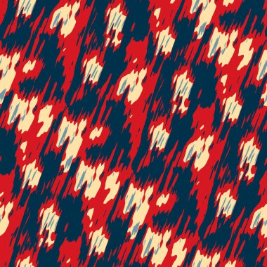 Benekli deniz mavisi, kırmızı, sarı, pürüzsüz doku. Modern retro-yüzme modadan izler giyer. Memphis tarzı maskülen grunge soyut arka plan. Yüksek kaliteli jpg kumaşı.